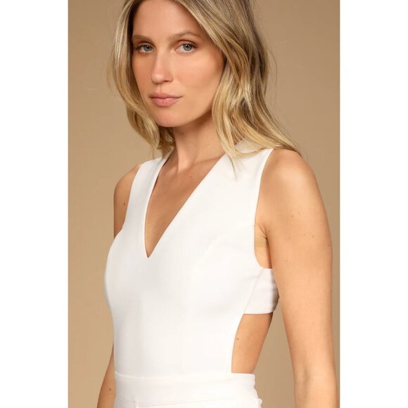 Lulus Rare Romance Ivory Cutout Wide-Leg Jumpsuit, Backless Bridal Romper - Picture 2 of 2